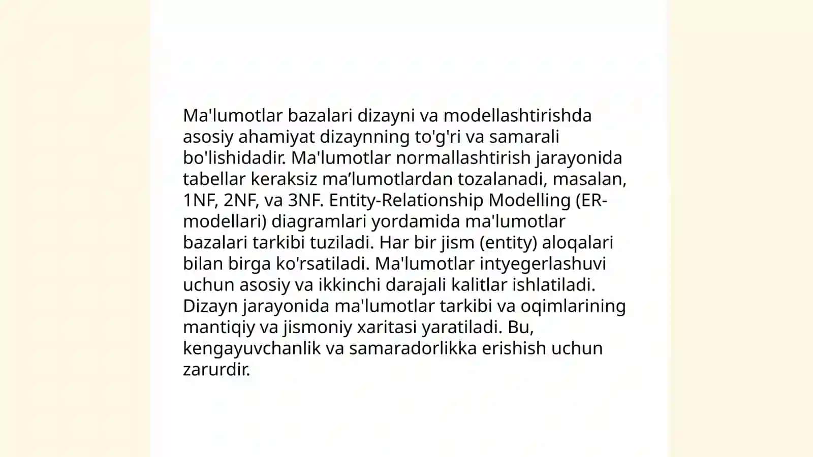 Maʼlumotlar bazalari va katta xajmdagi maʼlumotlar bilan ishlash texnologiyalari 4