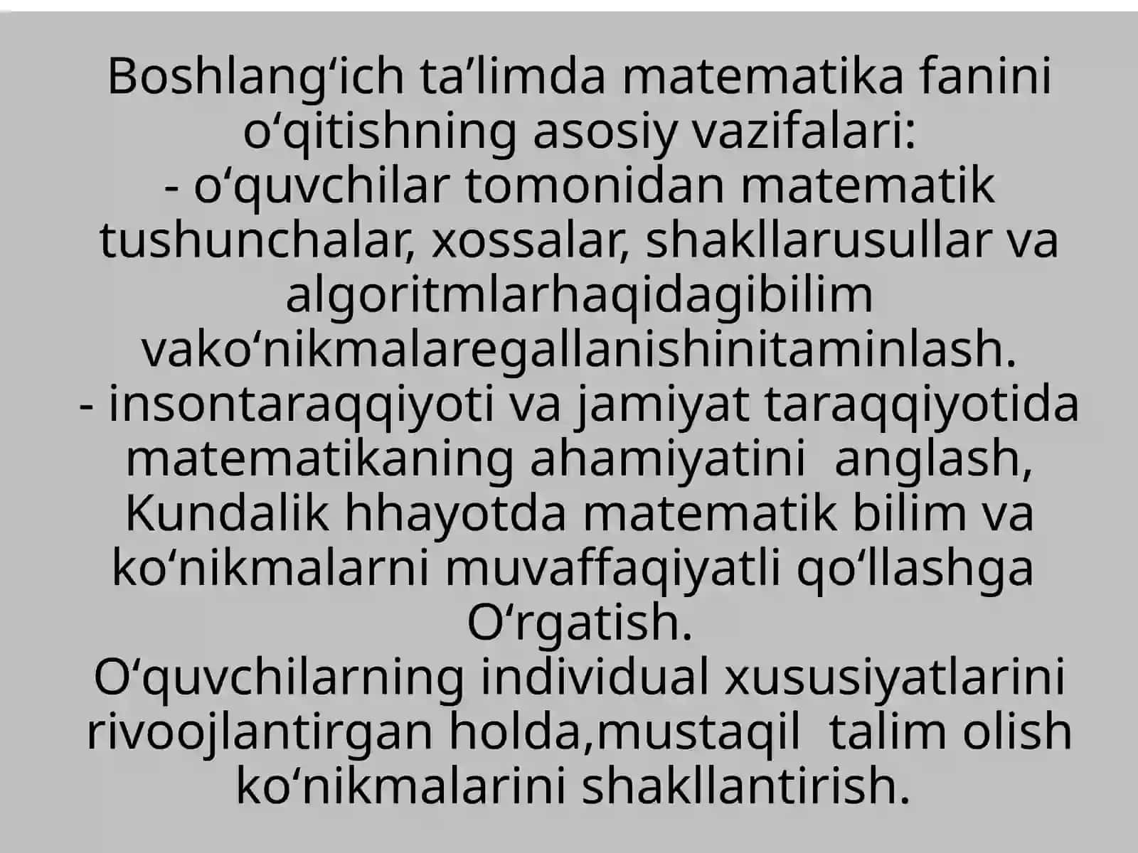 1-sinf oʻquvchilarining matematikadan bilim, koʻnikma va malakalarini tekshirishning usul va shakllari 4