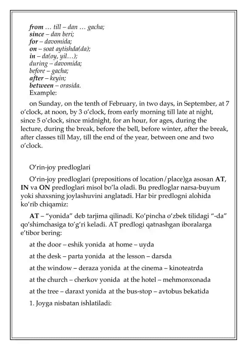 The Prepositions(Predloglar) 4