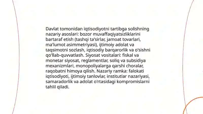 DAVLAT IQTISODIY SIYOSATI VA IQTISODIYOTNI DAVLAT TOMONIDAN TARTIBGA SOLISHNING NAZARIY ASOSLARI 4
