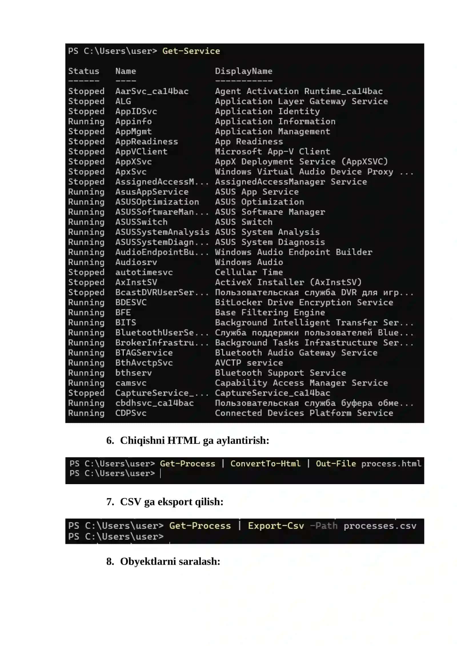 PowerShell senariy yaratish. Amaliy ish 4