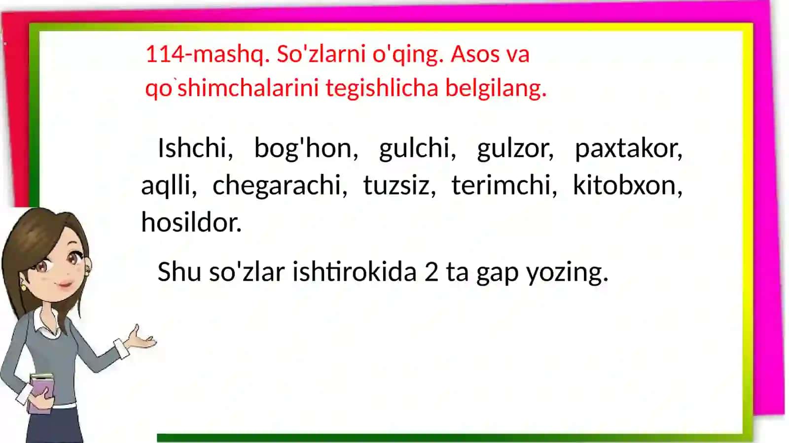 4-sinf ona tili .Asos va qo'shimchalarni aniqlas 4