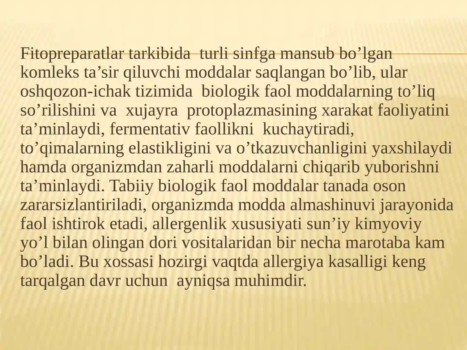 FAN: FARMAKOGNOZIYA: FITO PREPARATLAR TEXNOLOGIYASI FANIGA 4