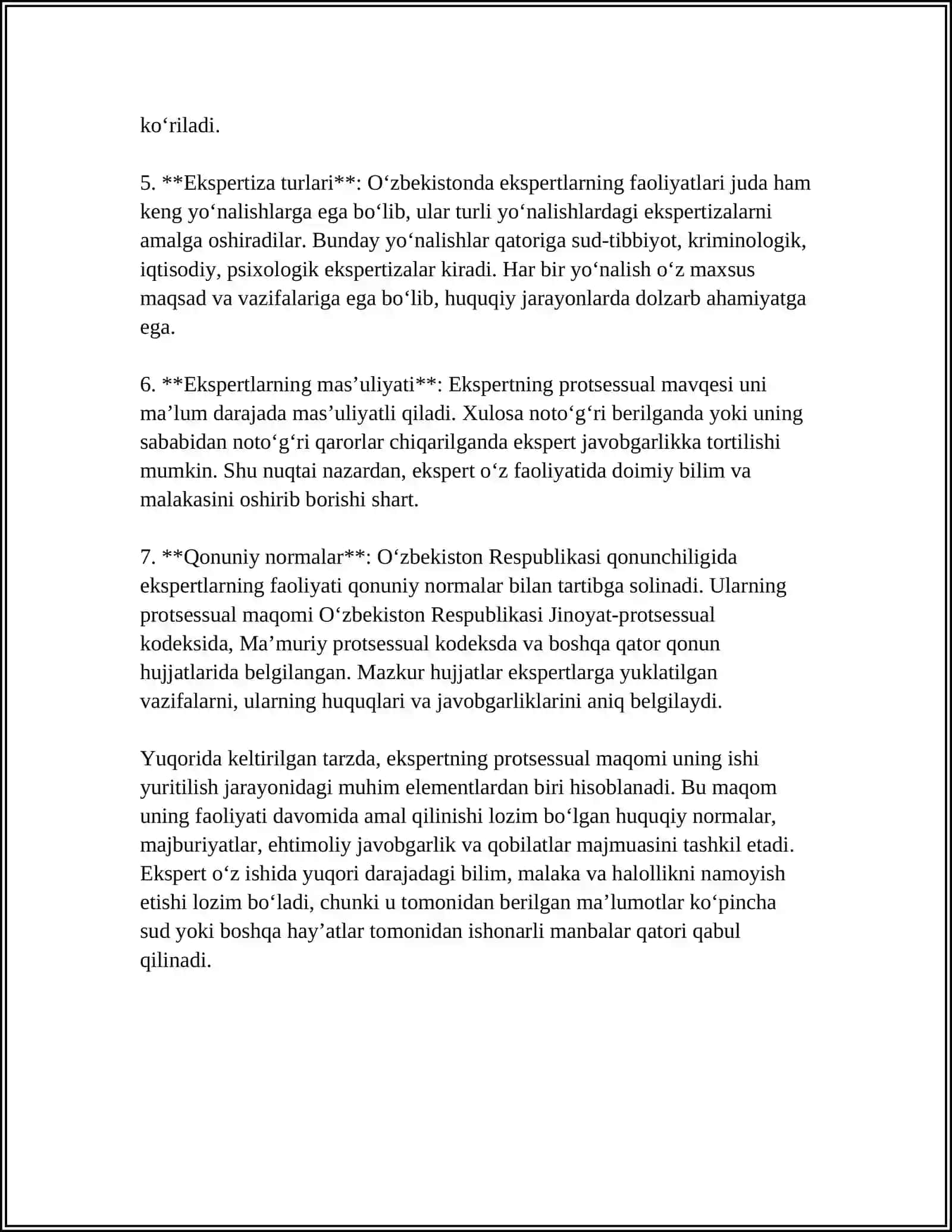 JINOYAT PROTSESUAL HUQUQIDA EKSPERT VA MUTAHASIS HUQUQ VA MAJBURIYATLARI 4