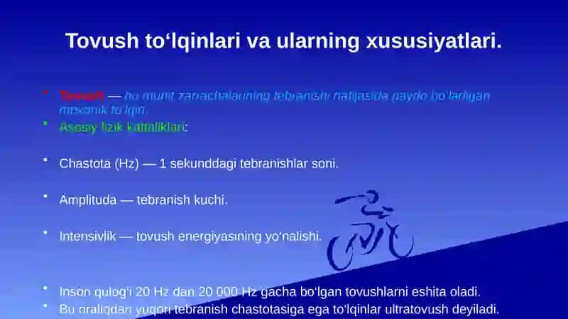 Eshitish biofizikasi elementlari. Ultratovush va uning stomatologiyada qo‘llanilishi. 4