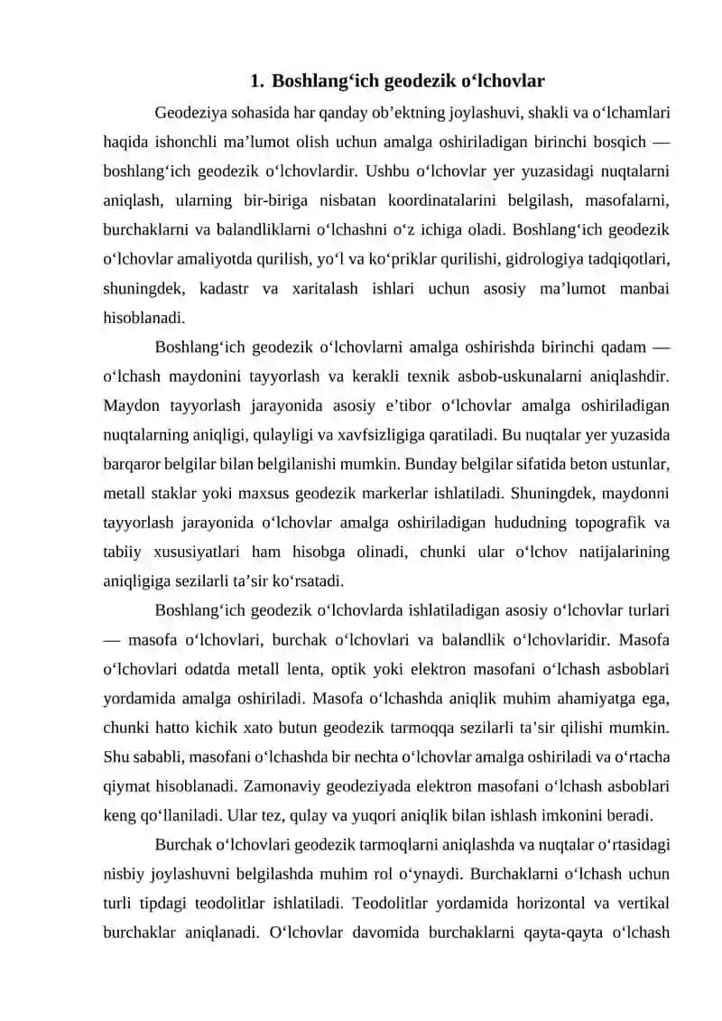 Dala ishlarini tashkil qilishdagi geodezik ishlar 4