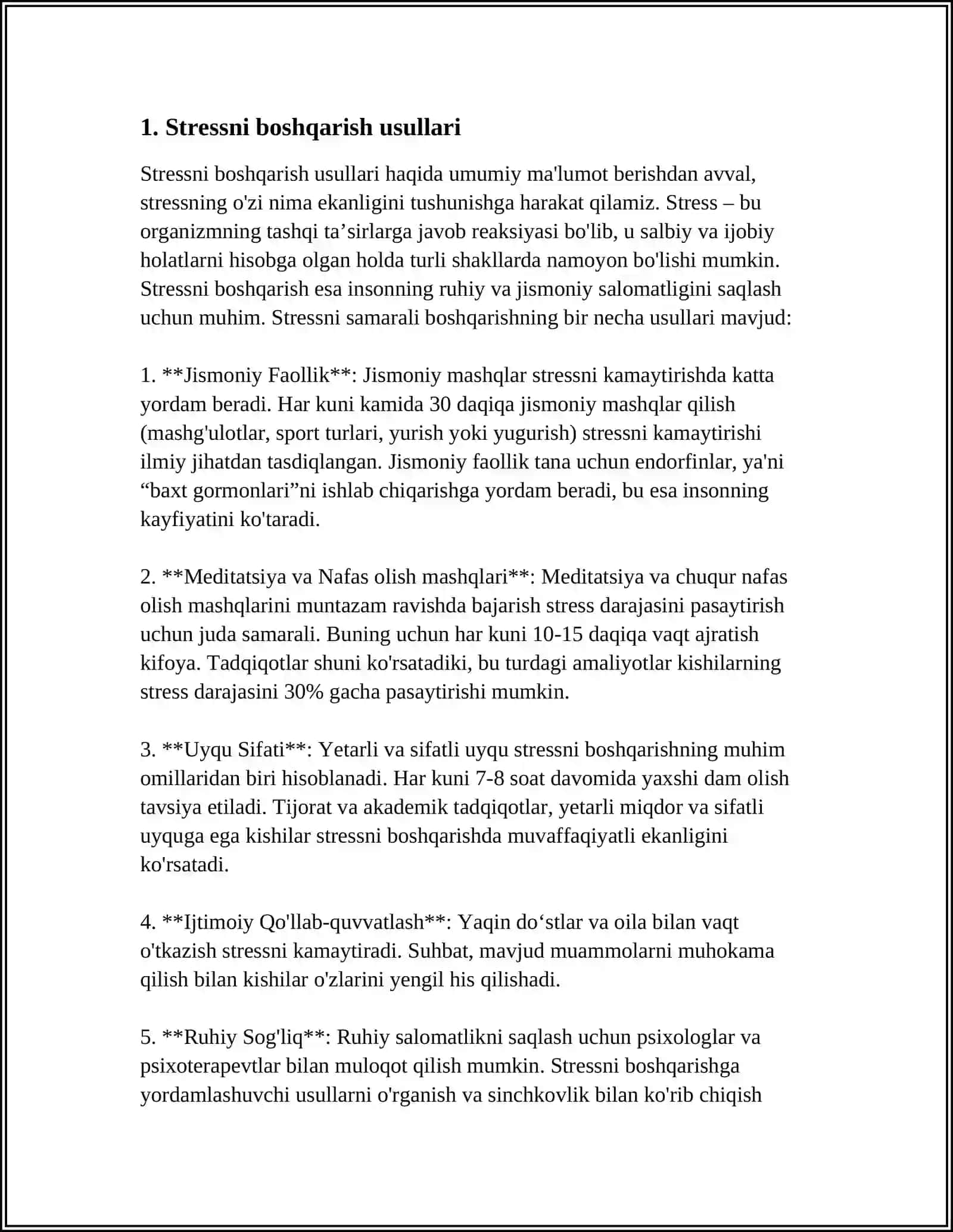 PSIXOLOGIK SOGʻLOMLASHTIRISH OYLIGI DOIRASIDA REFERAT 4