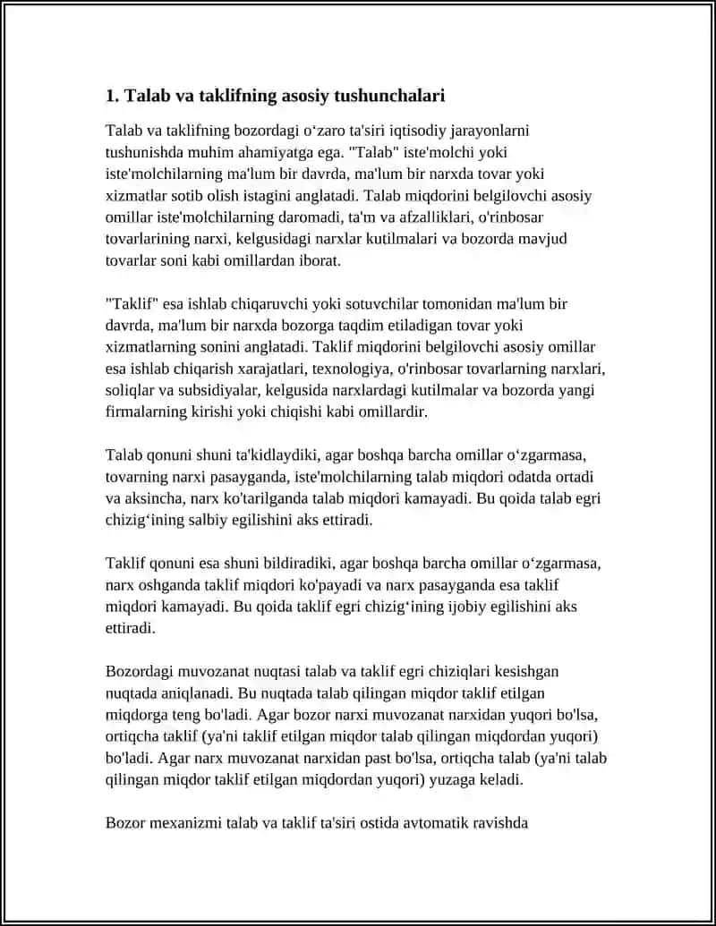 TALAB VA TAKLIFNING BOZORDAGI OʻZARO TA'SIRI 4