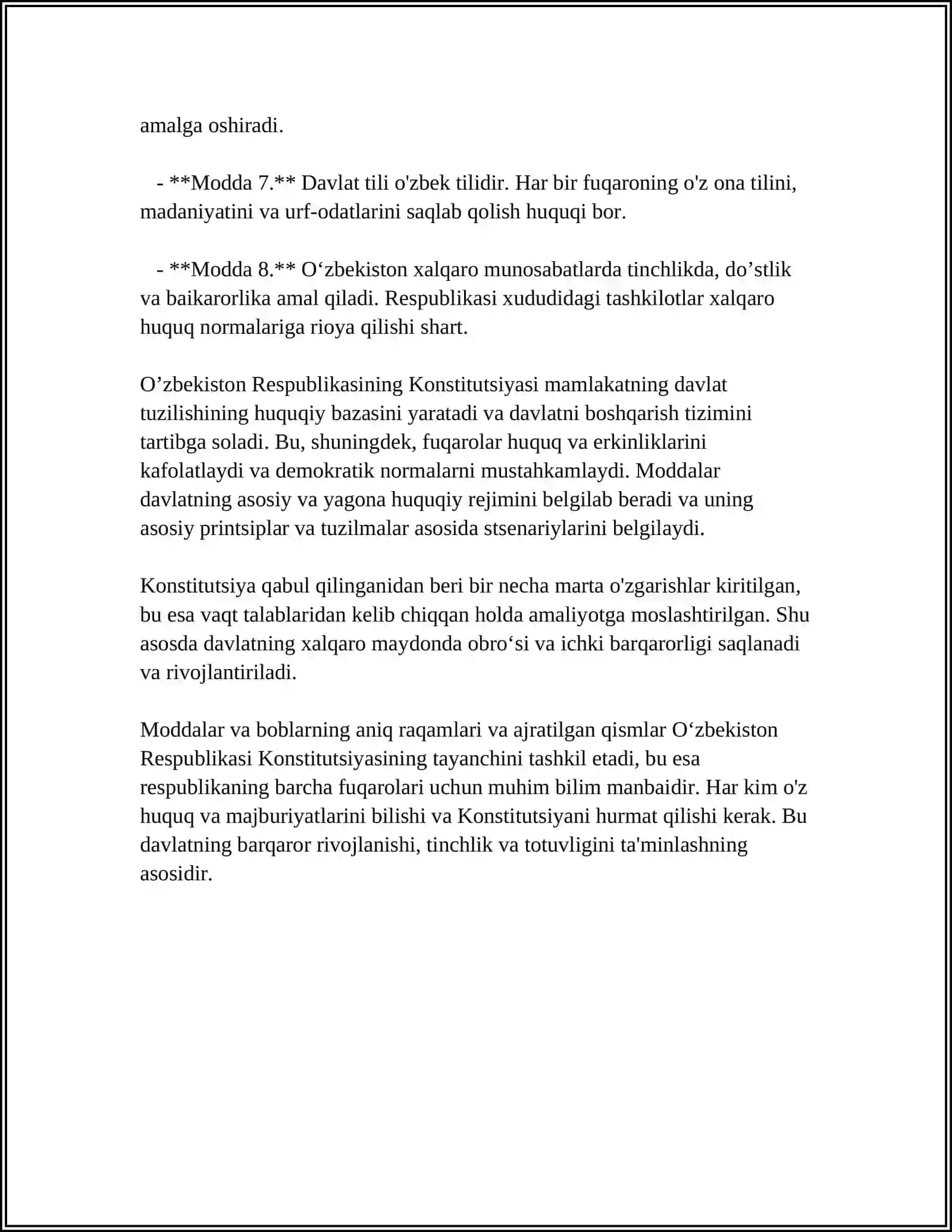 O'ZBEKISTON RESPUBLIKASI - ASOSIY QONUN 4