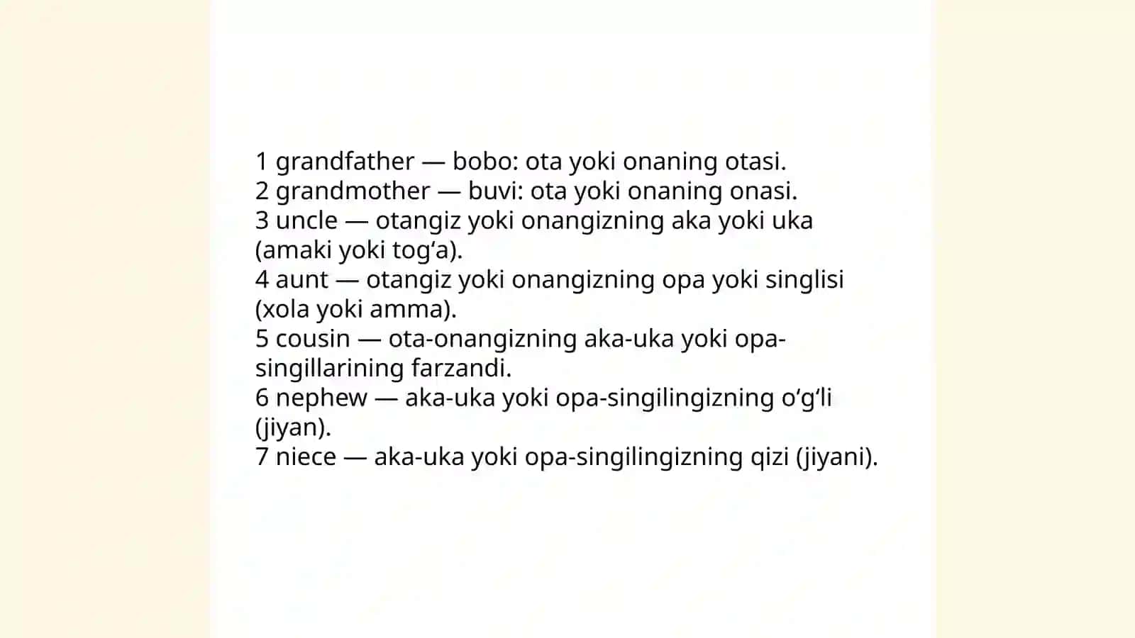 Oilaviy a'zolar nomlari 4