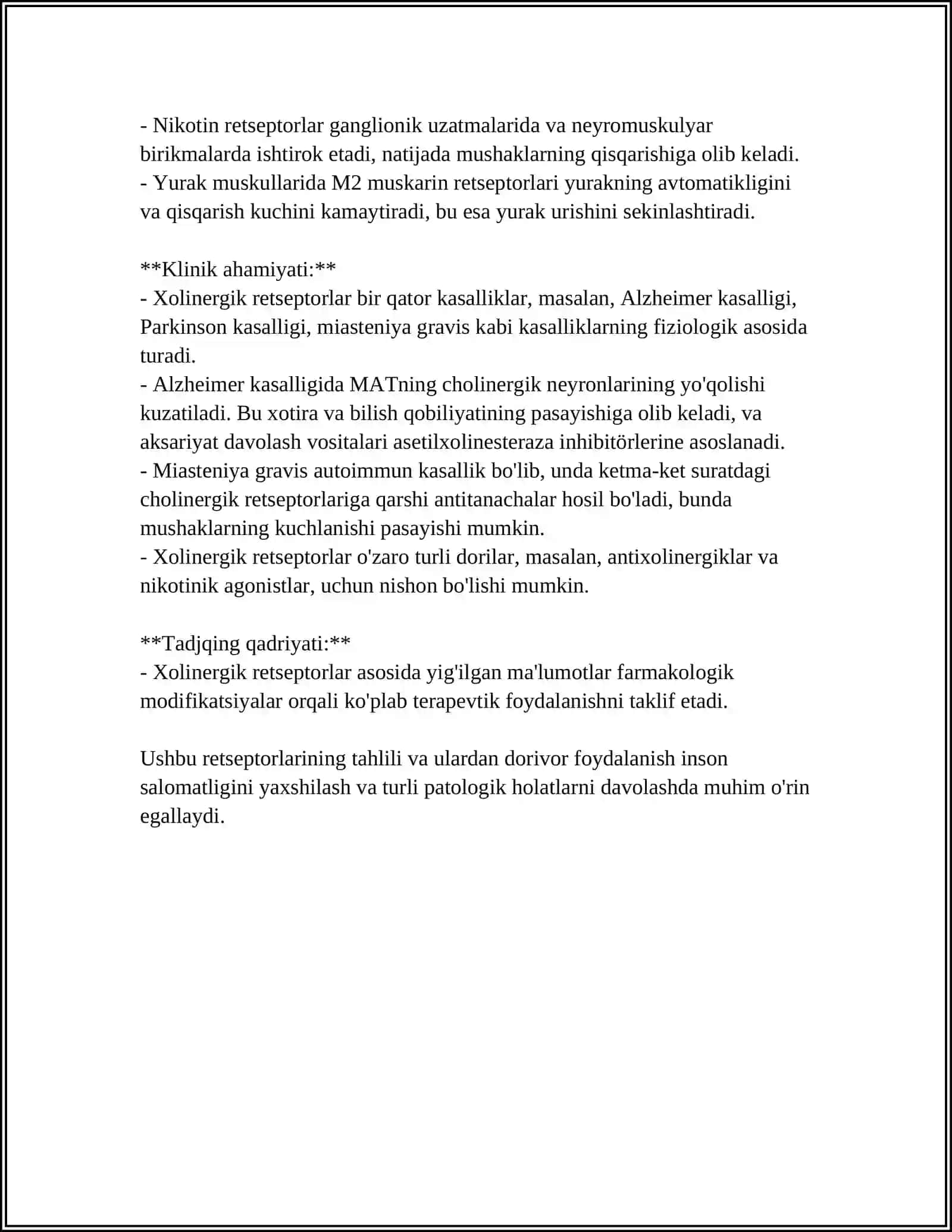 XOLINERGIK SINAPSLARGA TAʼSIR QILADIGAN MODDALAR 4