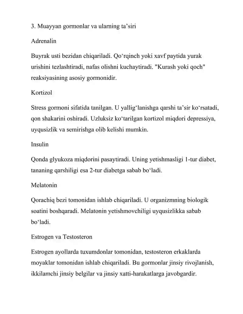 ENDOKRIN TIZIMI FAOLIYATI VA ULARNING INSON ORGANIZMIGA TA’SIRI 4