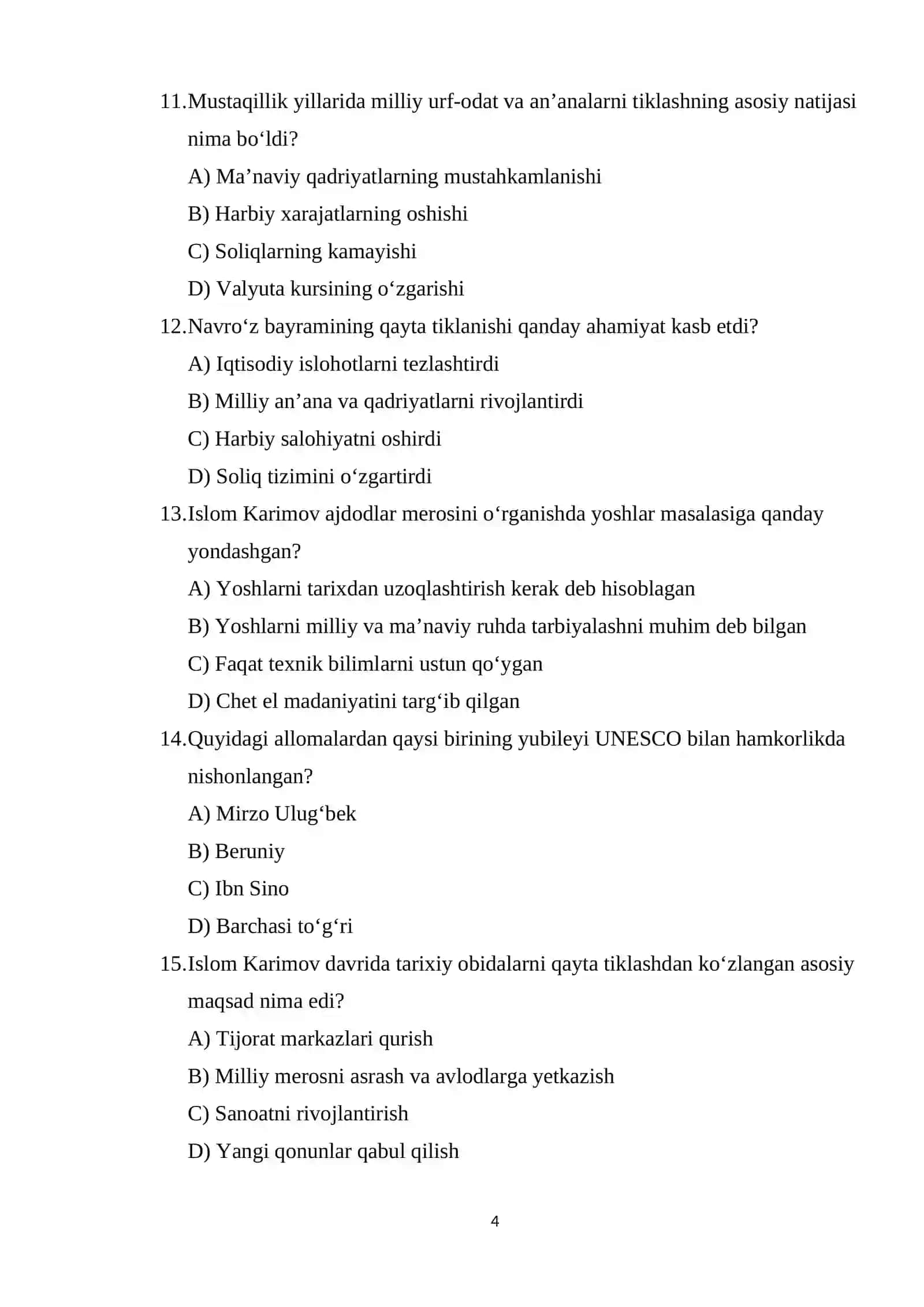 O‘zbekiston Respublikasining Birinchi Prezidenti Islom Karimovning ajdodlar merosi va milliy qadriyatlarni tiklash borasidagi xizmati. 4
