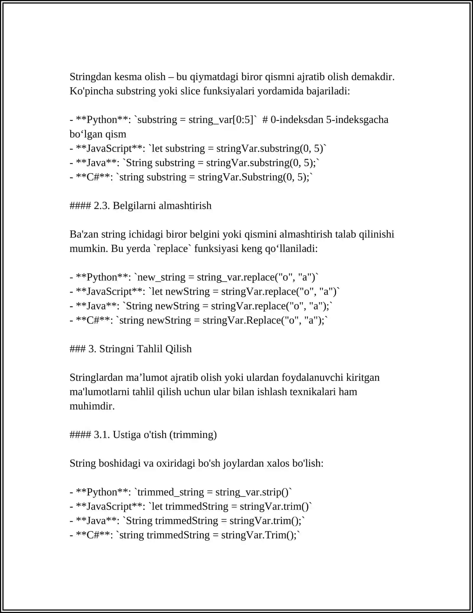 STARLAR BILAN ISHLASH STRING FUNKSIYALARI VA METODLARI 4
