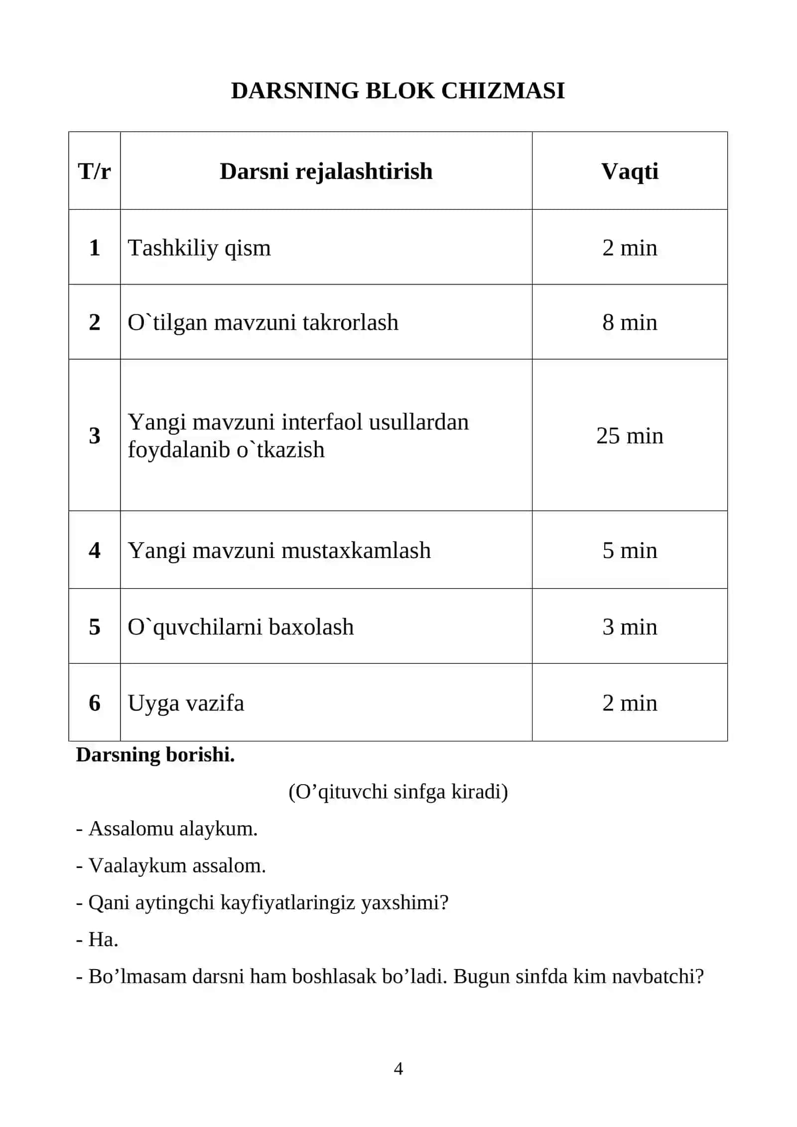 3-SINFLARDA MATEMATIKA FANIDAN TA’LIM MAKTABI 4
