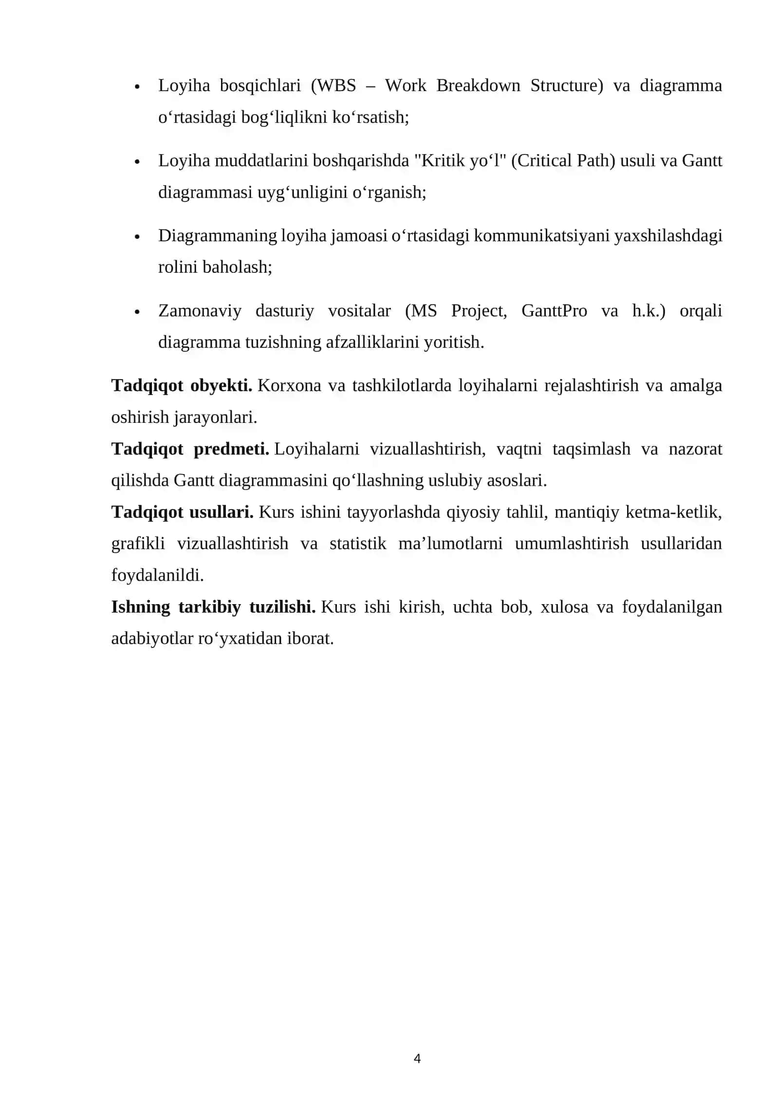 Loyihani Samarali Rejalashtirishda Gand Diagramasining Ro’li 4