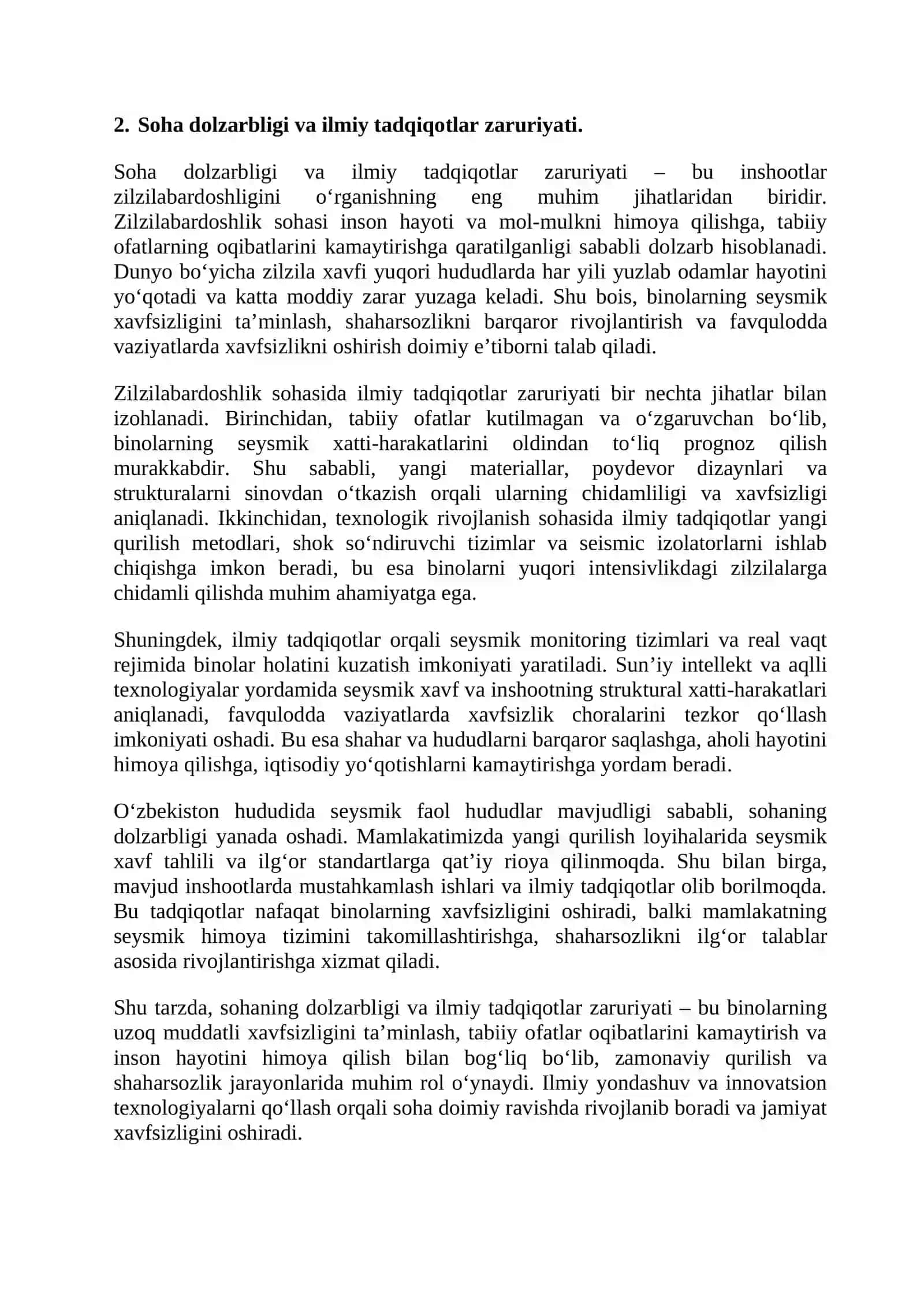 Inshootlar zilzilabardoshligi sohasiga oid adabiyotlar va yangiliklar tahlili 4