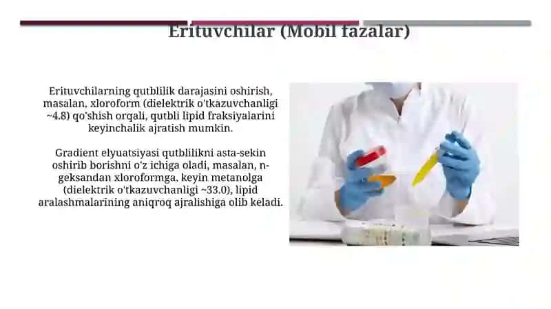 Lipid fraksiyalarini ustunli xromatografiya yordamida ajratish 4