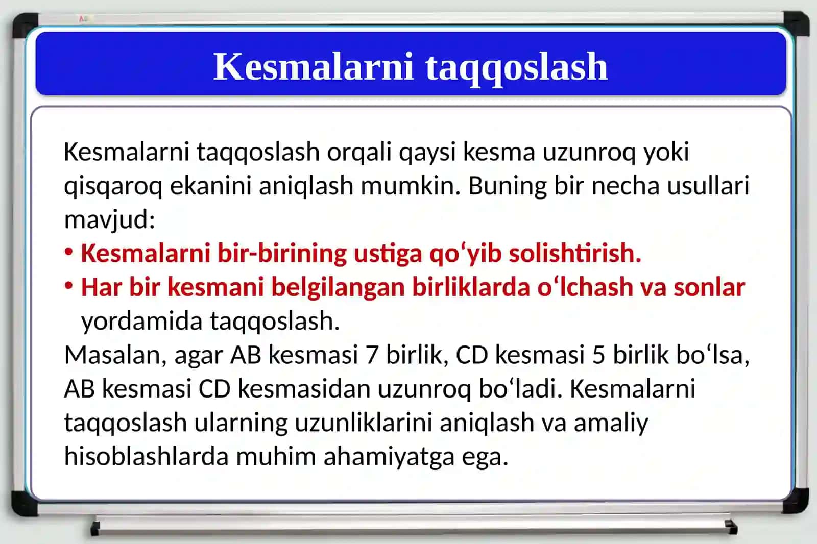 Miqdorlarni natural sonlar orqali o‘lchash. 4