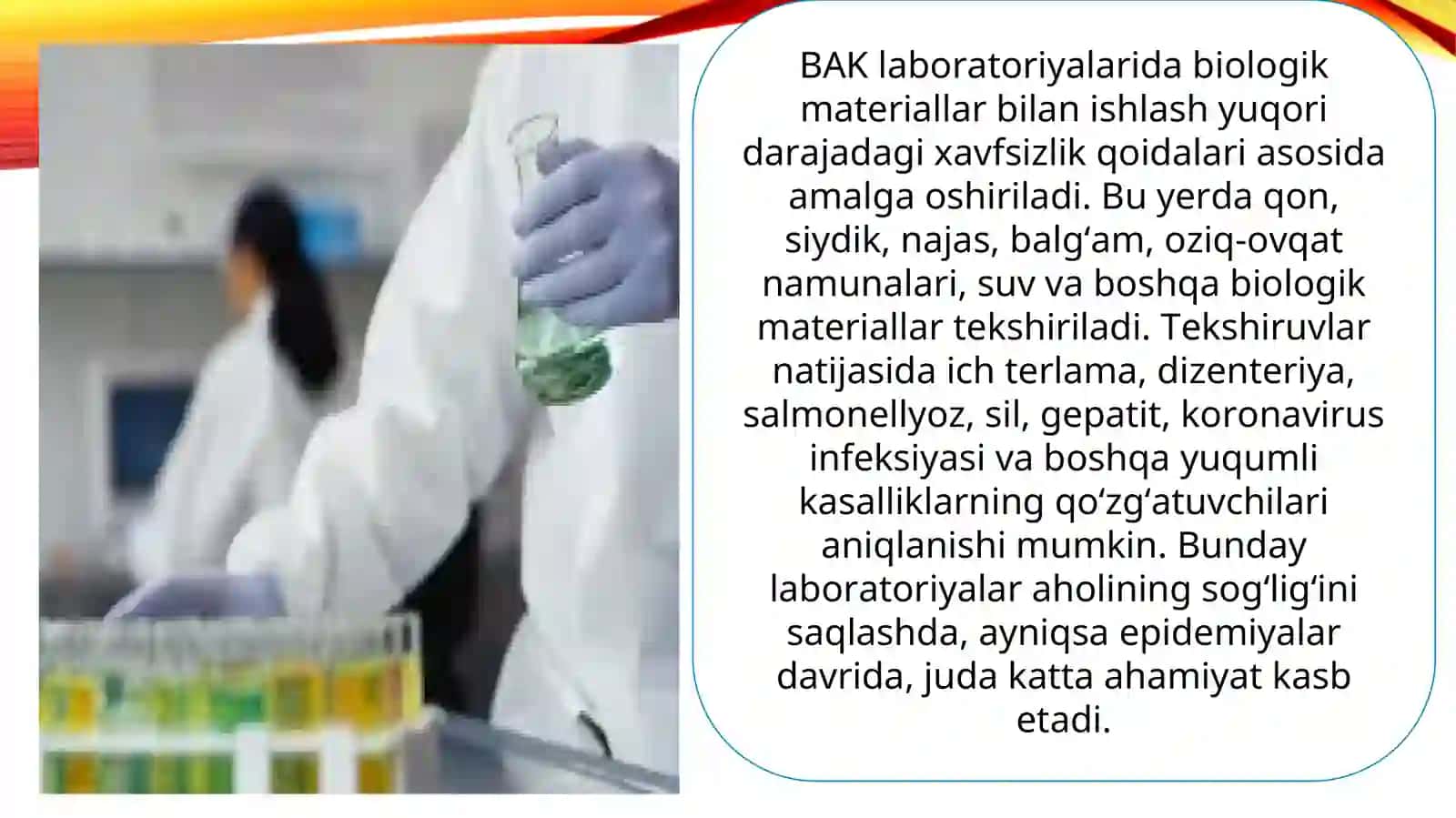 Sanitariya epidemiologiya osoyishtalik va jamoat salomatligi qoʻmitasi BAK laboratoriyasi 4
