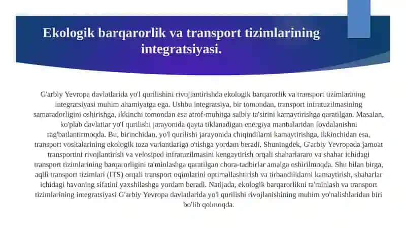 G'arbiy Yevropa davlatlarida yo'l qurilishini rivojlanishi. 4