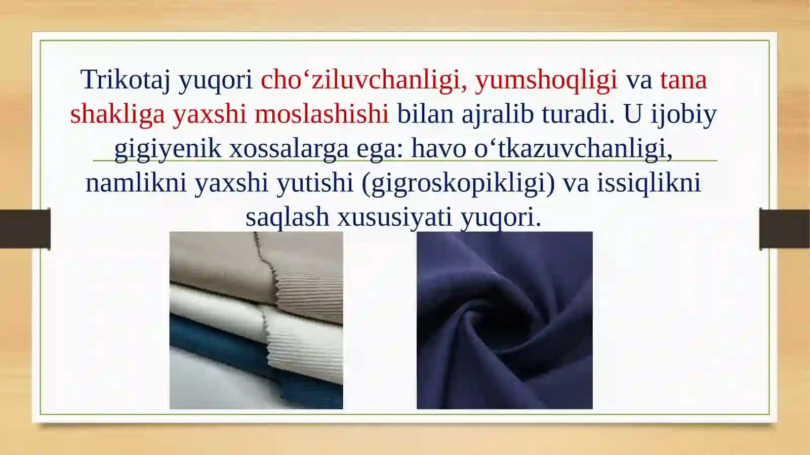 Trikotaj mahsulotlari assortimenti va ishlatilishii 4