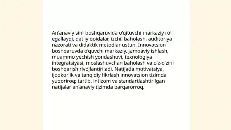An'anaviy va innovatsion ta'limning qiyosiy tahlili 4