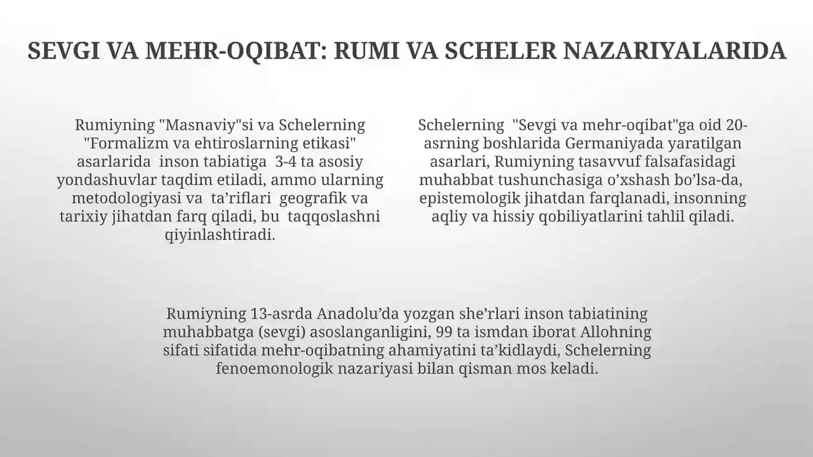 Jaloliddin Rumiy va M. Shlerning inson tabiatiga oid qarashlarini tahliletish 4