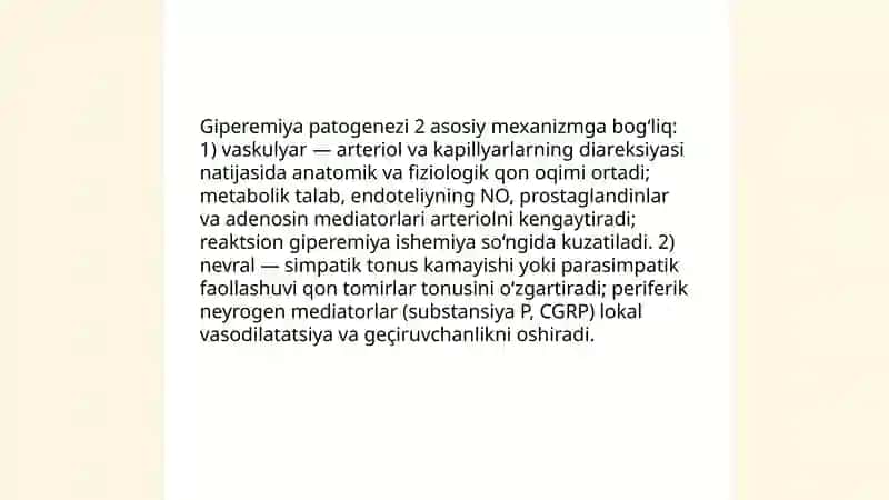 Gemodinamika buzilishlar (I): Giperemiya va ishemiyaning (infarktning) patogenezi va morfologik shakllari 4