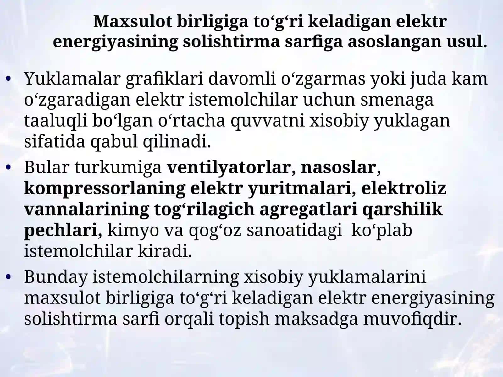 Elektr yuklamalarni hisoblash usullari 4