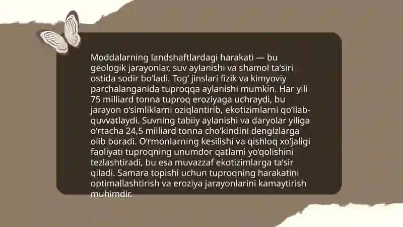 Landshaftlarda biogeokimyoviy aylanma harakatlar Modda va energiya harakati 4