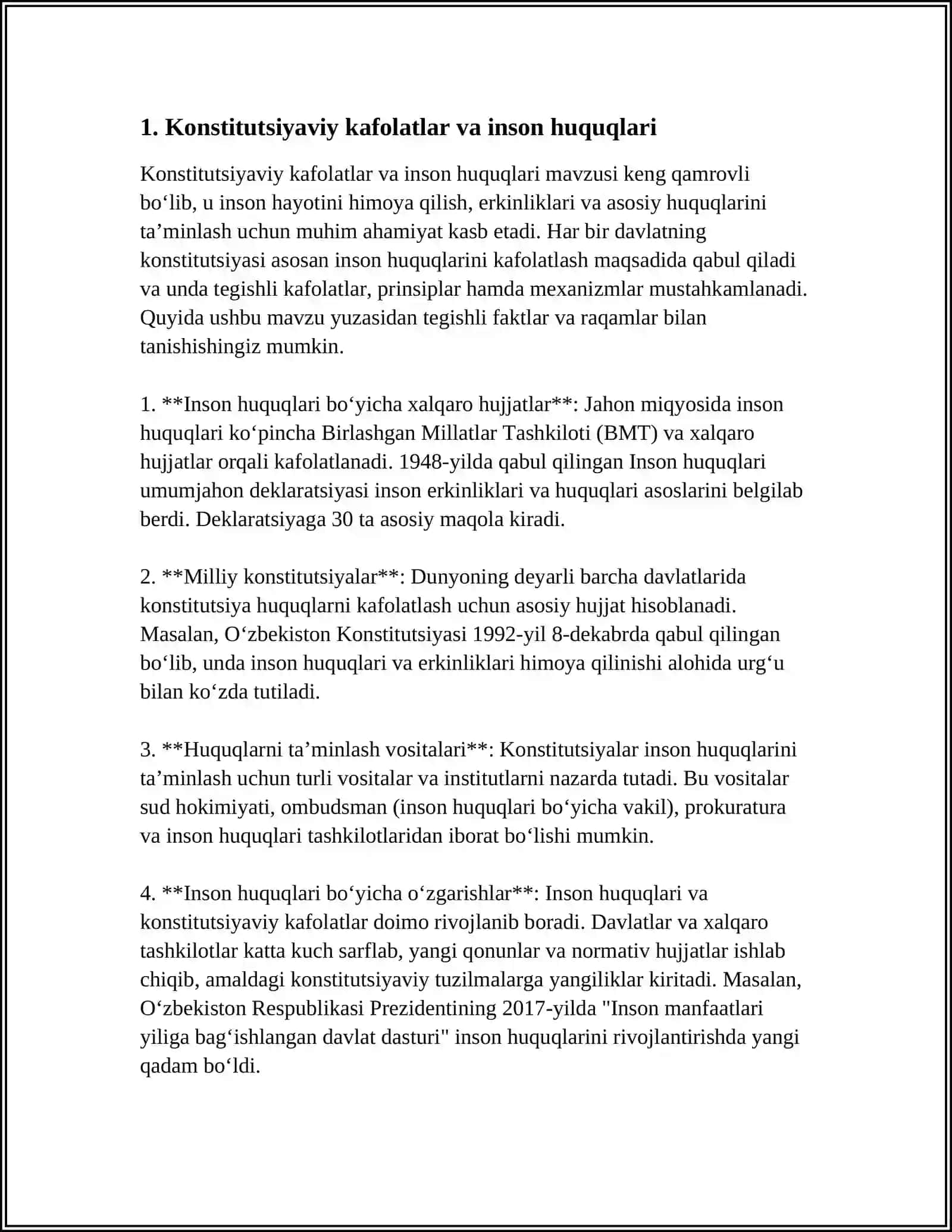 O'ZBEKISTONDA INSON HUQUQLARI VA ERKINLIKLARINI KAFOLATLANISHI 4