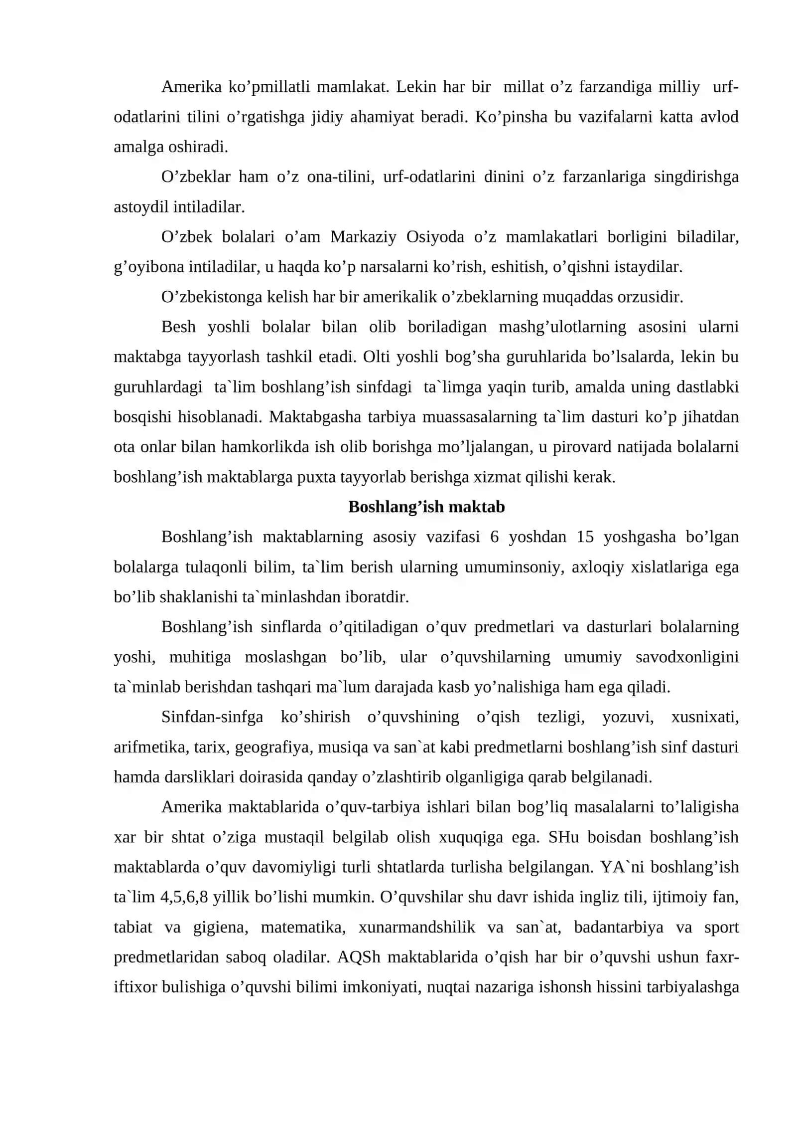 Amerika Qo’shma Shtatlarida ta`lim tizimining tuzilishi va o’ziga xos tomonlari 4