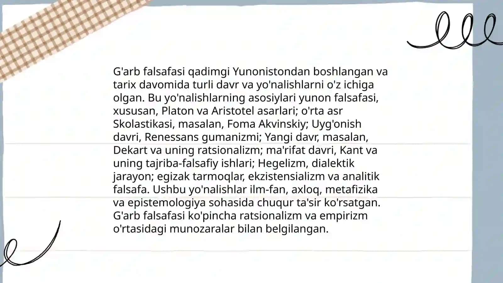 Filosofiyanin ma'nosi tiyisli shig'is va batis oychilar 4