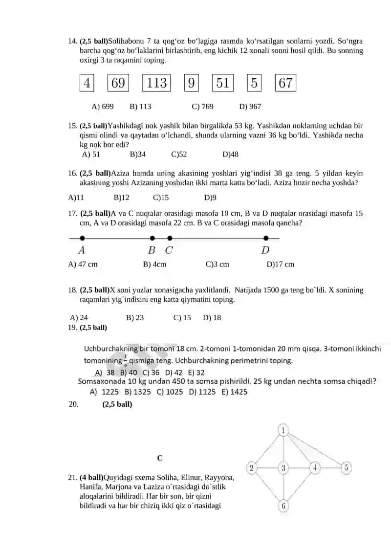 Matematika savollari 4