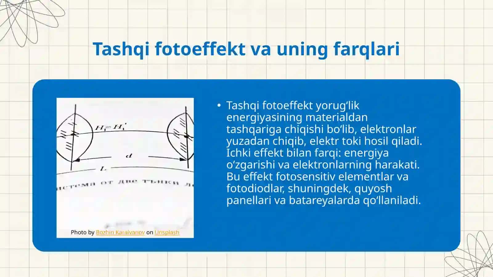 Fotoeffekt va yoruglik bosimi.Ichki va tashqi fotoeffekt va ularning kuzatilishi 4