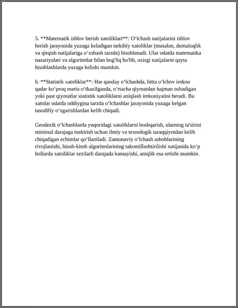 GEODEZIK OʻLCHASHDA ANIQ XATOLIKLAR 4