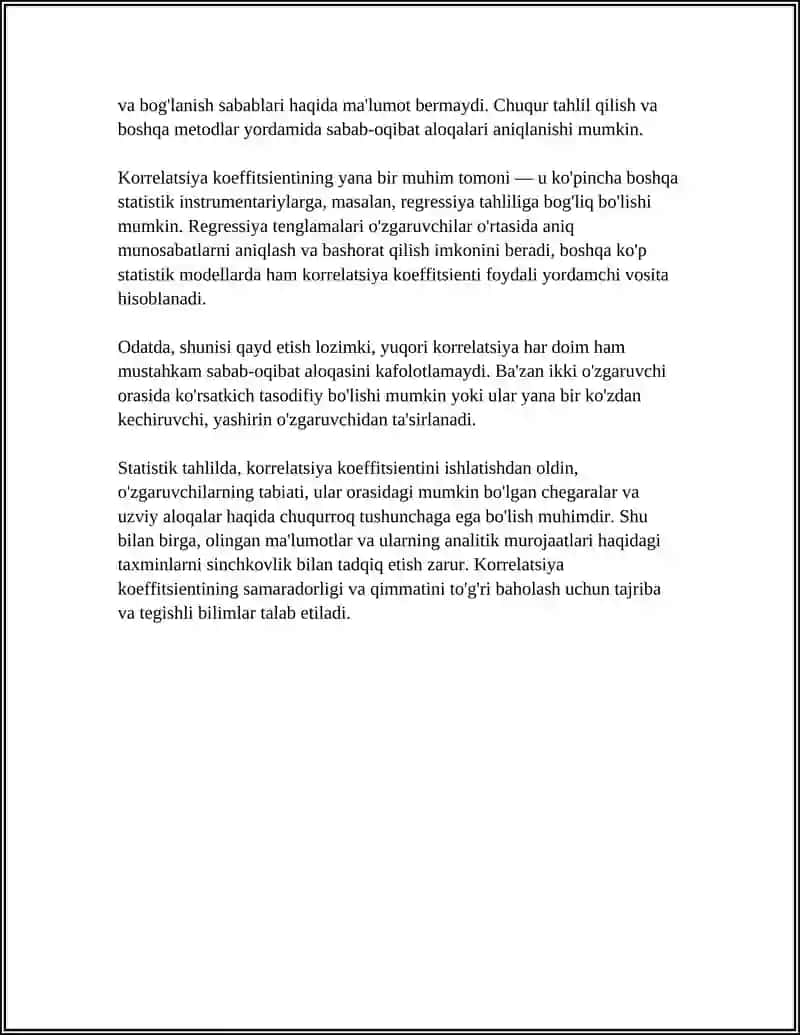KORRELYATSIYA KOEFFITSIENTI. REHRESSIYA TENGLAMASI 4