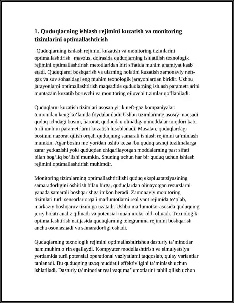 QUDUQLARNI ISHLATISHNING TEXNOLOGIK REJIMINI OPTIMALLASHTIRISH METODLARI 4