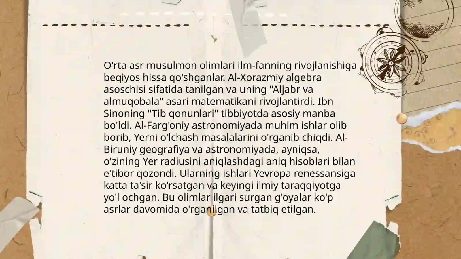 Musulmon allomalarining jahon ilm fan rivojiga qoshgan hissasi 4