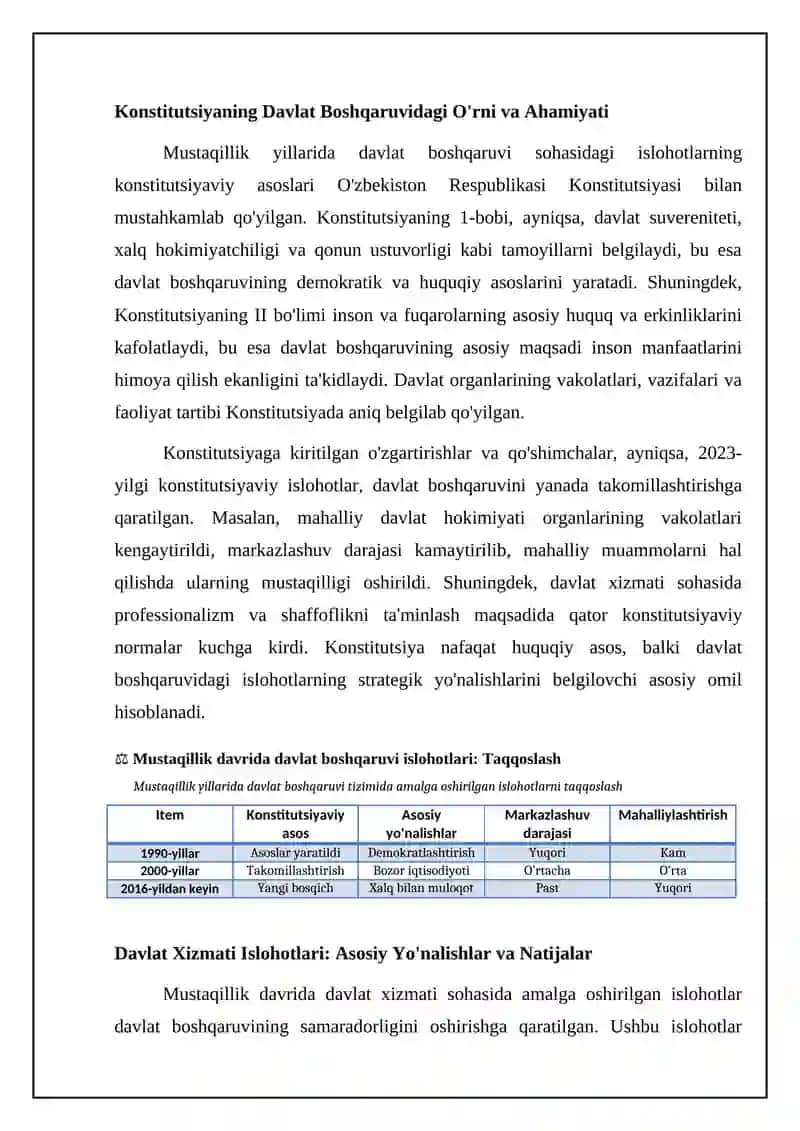 Mustaqillik yillarida davlat boshqaruvi tizimida amalga oshirilgan islohotlar 4