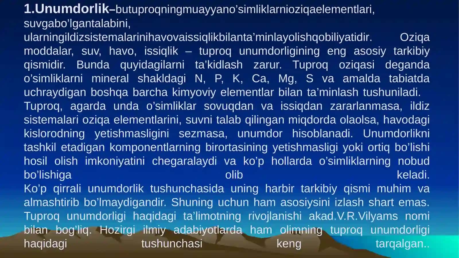 Tuproq unumdorligi, madaniyligi va ularni yaxshilash usullari 4