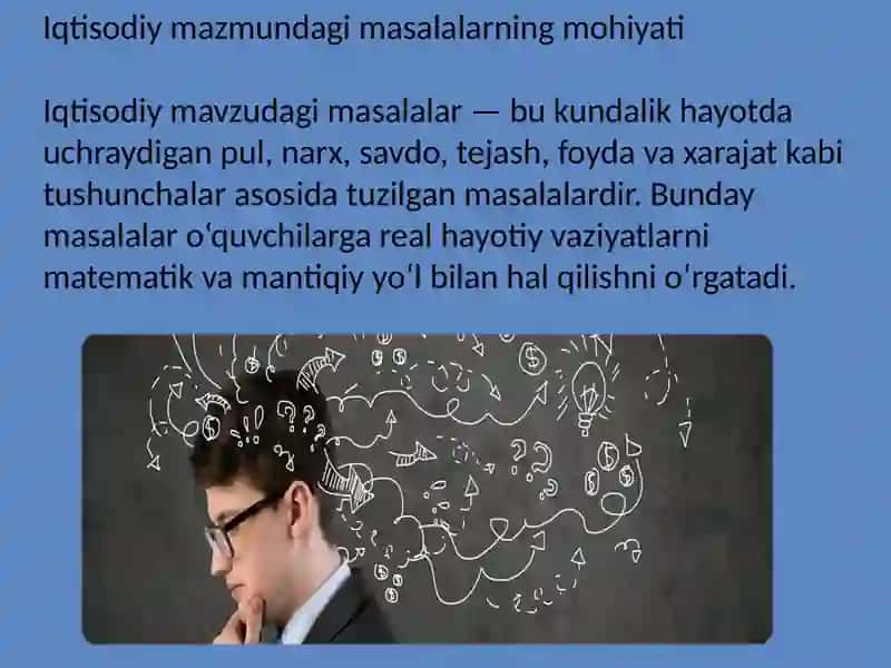 Iqtisodiy mavzudagi masalalarni yechish 4