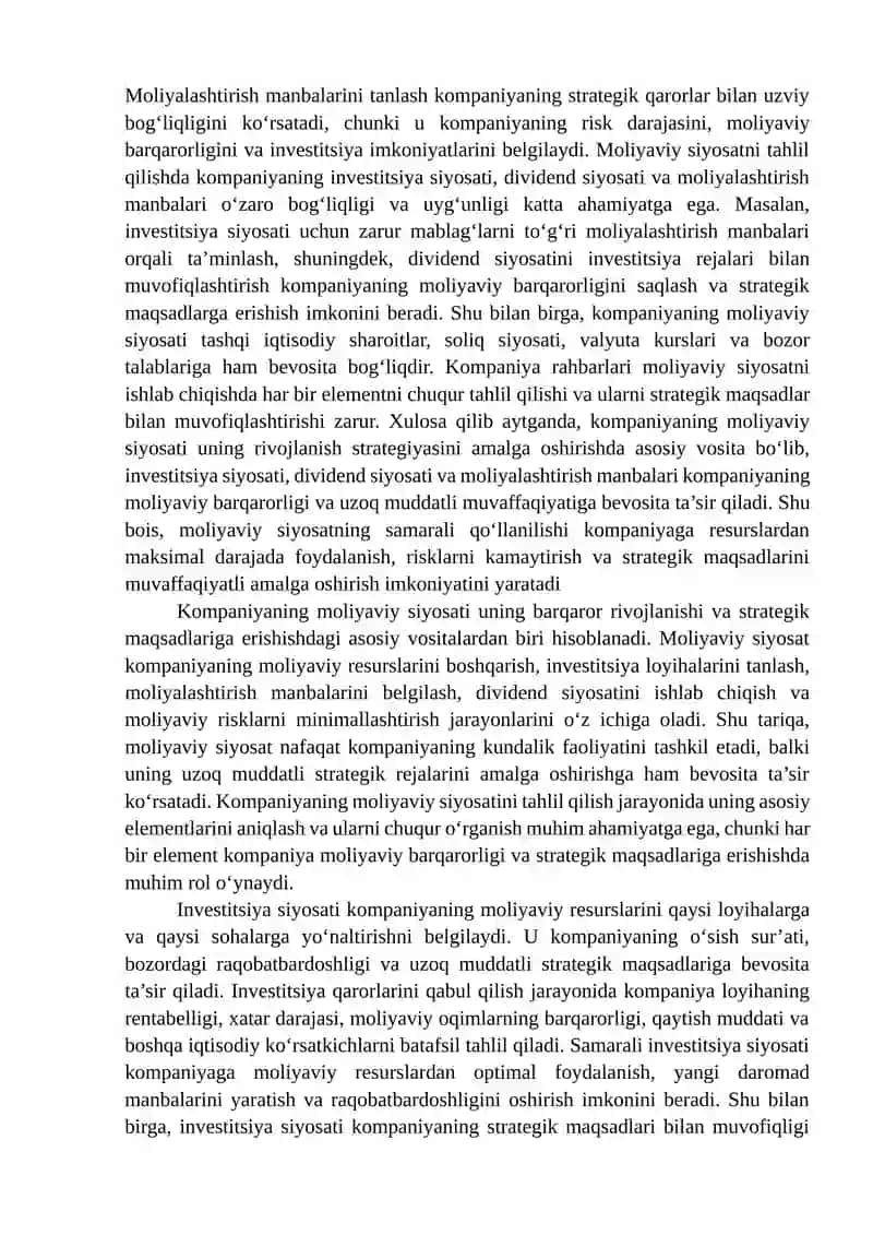 Kompaniyaning moliyaviy siyosati 4