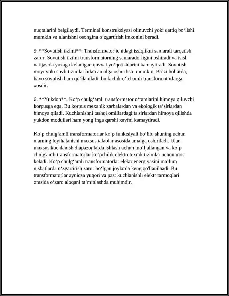 KOʻP CHULGʻAMLI TRANSFORMATORLAR VA MAXSUS TRANSFORMATORLAR 4