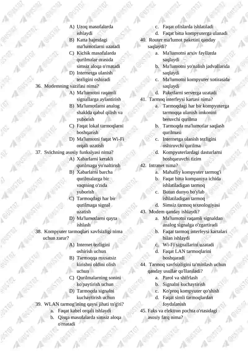 9-sinf Informatika cembridj yangi darslikdan bo’yicha test savol va javoblar 4