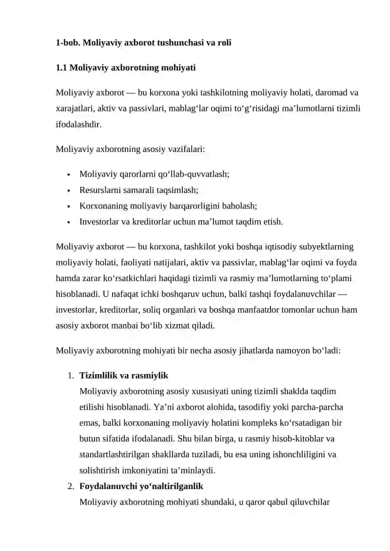 Moliyaviy axborotlarning sifat xususiyatlari 4