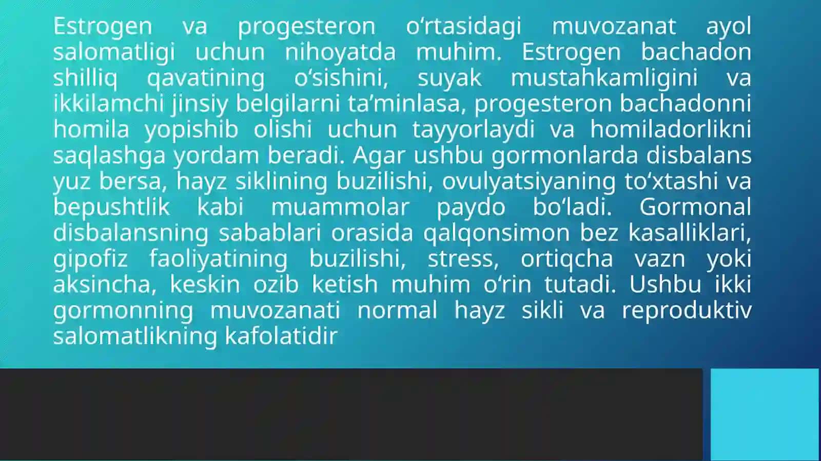 Gormonal disbalans va reproduktiv tizim 4