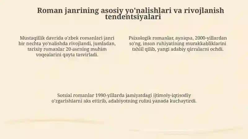 Mustaqillik Davri O'zbek Romanlarining Janr Xilma-Xilligi 4