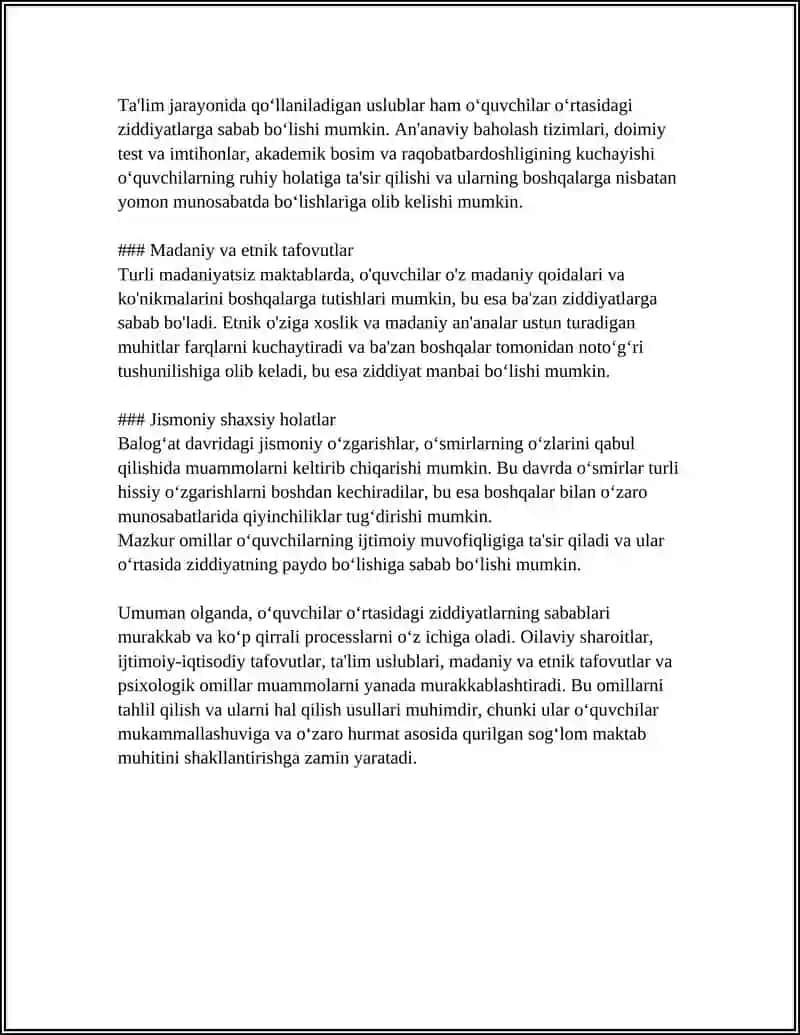 O'QUVCHILAR ORASIDAGI KONFLIKTLI VAZIYATLAR 4